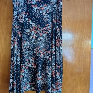 Gilli Black Floral A-Line Skirt